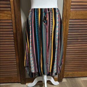 SHEIN Blue and Yellow Striped Midi Skirt